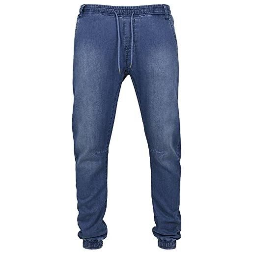 Urban Classics knitted denim jogpants jeans, blu (blue washed), xl uomo