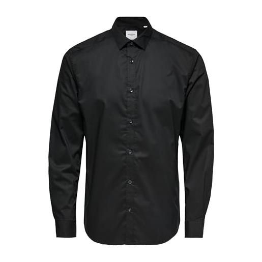 Only & Sons only onssane ls solid poplin shirt camicia, black, m uomo