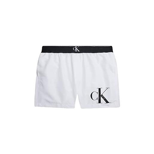 Calvin Klein costume da bagno short da uomo marchio, modello short waistband km0km00860, realizzato in sintetico. L bianco