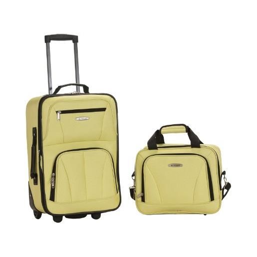 Rockland set di valigie verticali softside moda, lime, 2-piece set (14/20), set bagagli