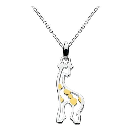 Dew - collana con ciondolo a forma di giraffa, in argento sterling, placcata in oro, lunghezza: 45,7 cm
