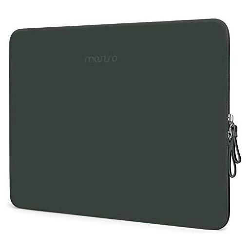 MOSISO laptop sleeve compatibile con mac. Book air 13 m2 m1 a2681 a2337 a2179 a1932 2022-2018/pro 13 m2 m1 a2338 a2251 a2289 2022-2016, pelle pu imbottita custodia impermeabile borsa, midnight green