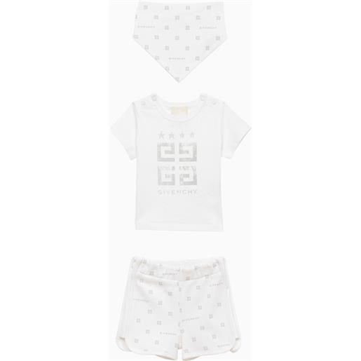 Givenchy set t-shirt/short/bandana bianco in cotone