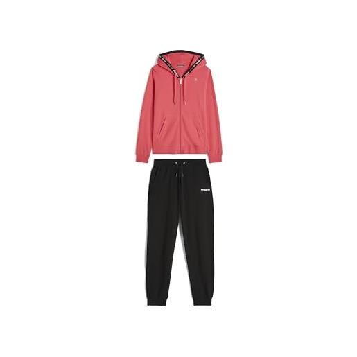 FREDDY - tuta donna in cotone interlock con zip e cappuccio bordato, donna, rosso, medium