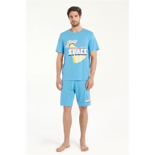 Tezenis pigiama corto in cotone stampa "space" uomo blu