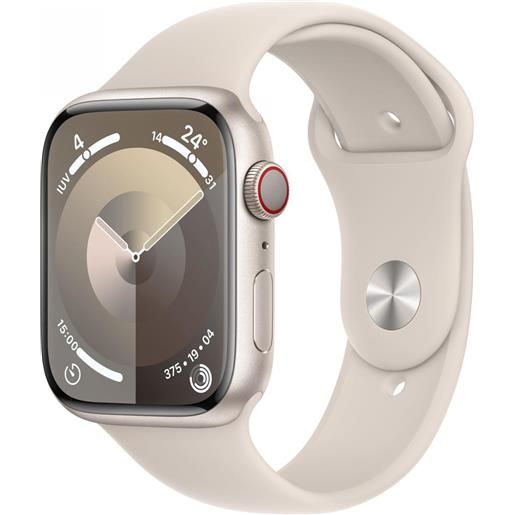 Apple watch series 9 gps + cellular cassa 45mm in alluminio galassia con cinturino sport galassia - m/l mrm93qla