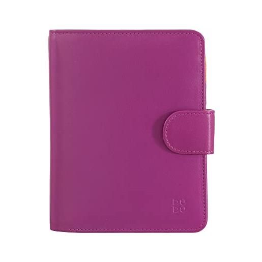 Dudu portafoglio da donna in pelle morbida colorato blocco rfid con portamonete zip e porta carte di credito fucsia