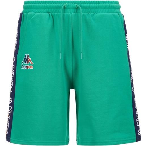 Pantaloncini shorts uomo kappa logo fulto verde con tasche cotone garzato 351j3yw-wf5