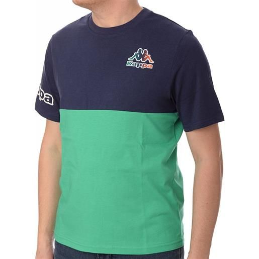 T-shirt maglia maglietta uomo kappa verde blue logo feffo cotone girocollo 381n5uw-a06