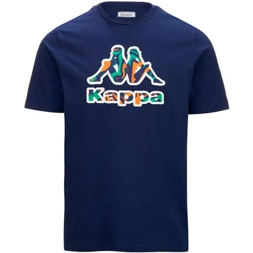 T-shirt maglia maglietta uomo kappa blu logo fioro girocollo cotone 351i36w-777