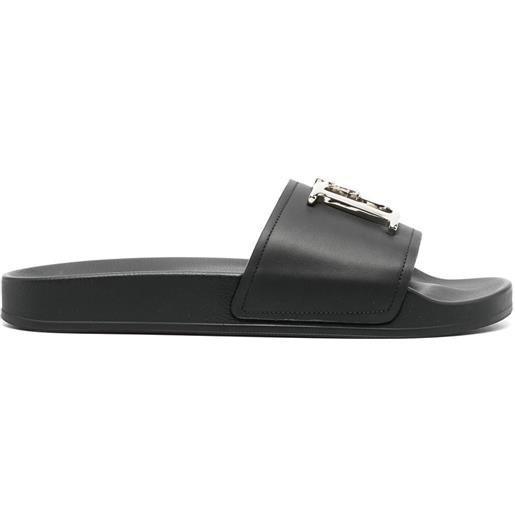 Dsquared2 sandali slides a punta aperta con placca logo - bianco