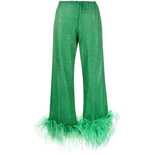 Oséree pantaloni lumiere con dettaglio piume - verde