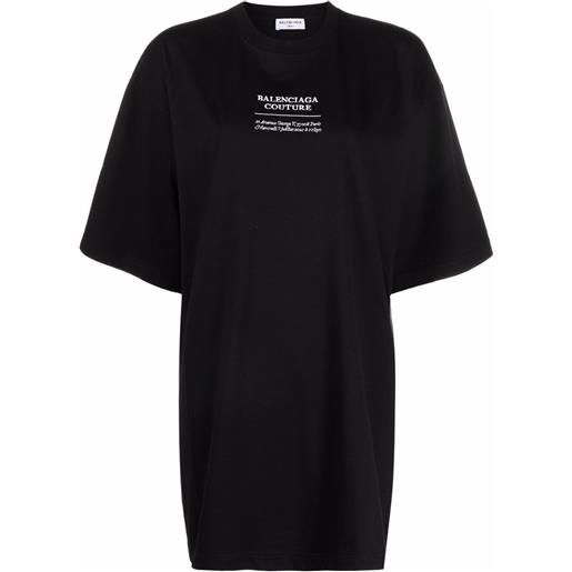 Balenciaga t-shirt oversize con stampa couture - nero