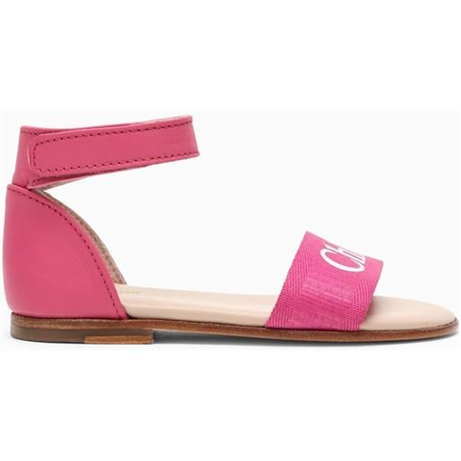 Chloé sandalo rosa in pelle con logo