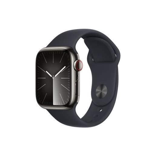 Apple smartwatch Apple watch series 9 gps + cellular 41mm cassa in acciaio grafite con cinturino sportivo s/m mezzanotte [mrj83]