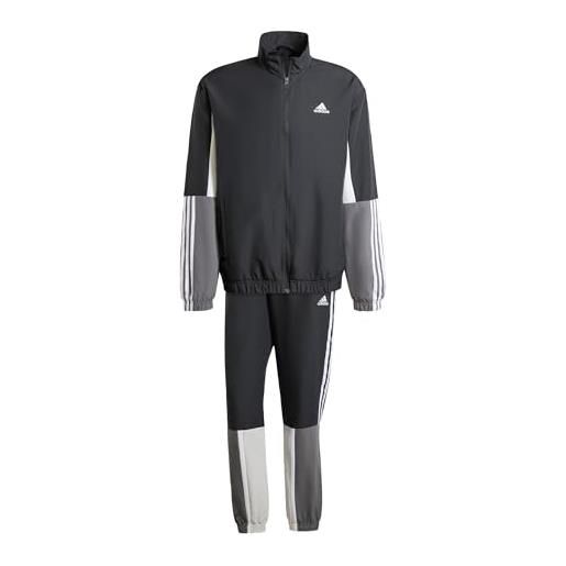 adidas sportswear colorblock 3-stripes track suit tuta, black, l men's