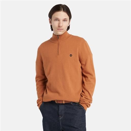Timberland maglione con zip sul collo cohas brook da uomo in marrone marrone