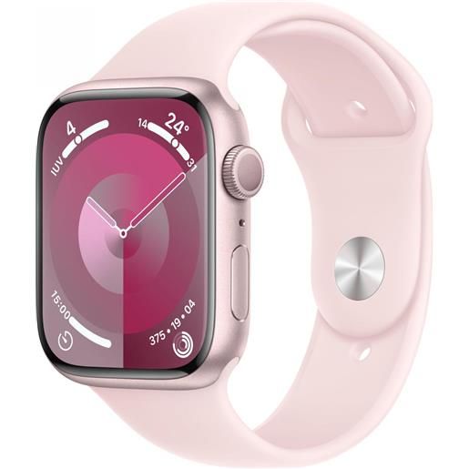 Apple watch series 9 gps cassa 45mm in alluminio rosa con cinturino sport rosa confetto - m/l - mr9h3ql/a