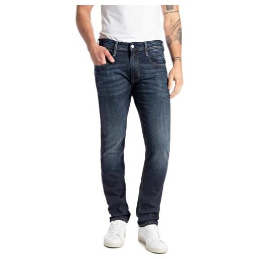 REPLAY jeans uomo anbass slim fit elasticizzati, blu (dark blue 007), w27 x l32