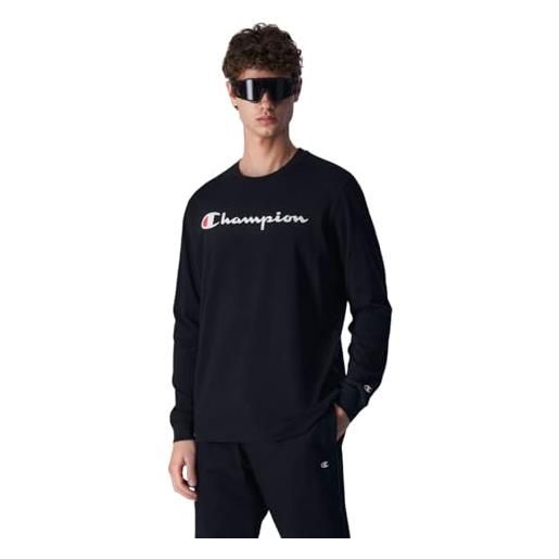 Champion legacy american classics - l-s crewneck maglietta a manica lunga, grigio melange, s uomo fw23