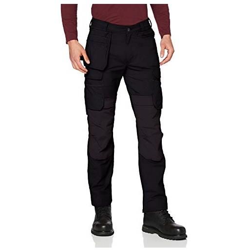 Carhartt pantaloni cargo da lavoro steel, multitasche, doppio tessuto sul davanti, vestibilità comoda, elasticità rugged flex uomo, nero (nero), 40w / 30l