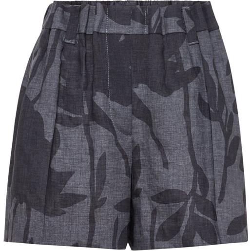 Brunello Cucinelli shorts con stampa ramage - grigio