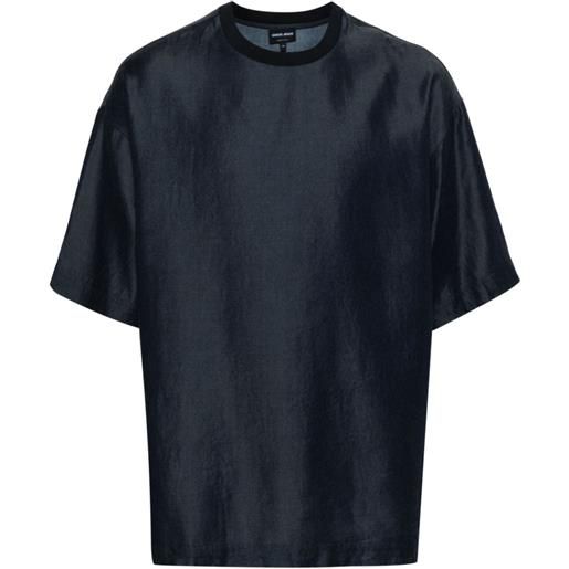 Giorgio Armani t-shirt denim con ricamo - blu