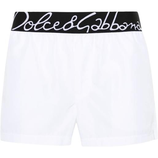 Dolce & Gabbana costume da bagno con banda logo - bianco