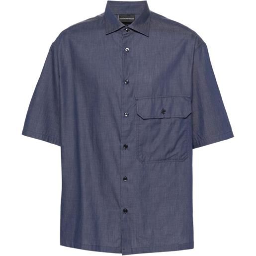 Emporio Armani camicia denim con ricamo - blu