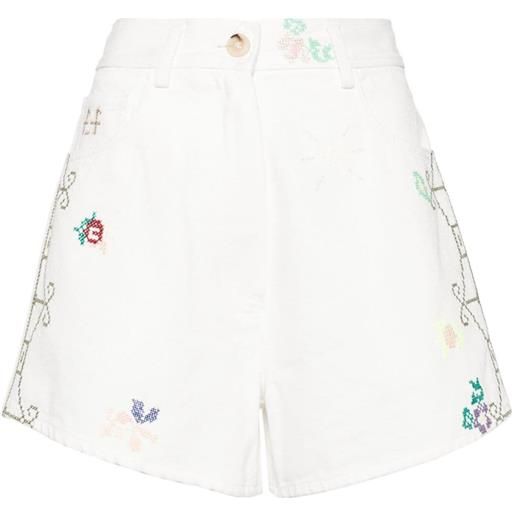 Forte Forte shorts denim a fiori - bianco