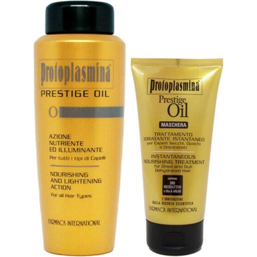 Farmaca International spa protoplasmina prestige oil shampoo+maschera 300ml+150ml - trattamento illuminante idratante capelli spenti