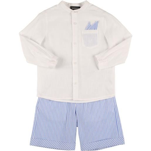 MONNALISA camicia e shorts in cotone e lin