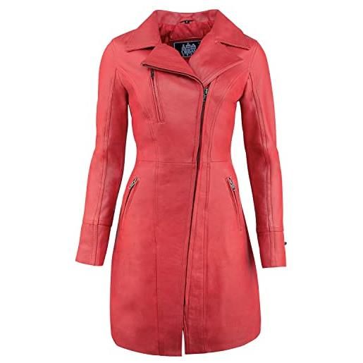 URBAN 5884 janice ladies | giacca di pelle donna |elegante giacca in morbida pelle di agnello da donna, modello lungo |rosso |xxl