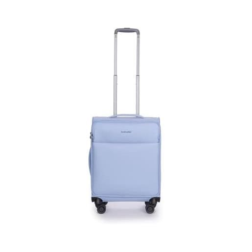Stratic light + valigetta, custodia morbida, trolley da viaggio, trolley a mano, lucchetto tsa, 4 ruote, espandibile, azzurro, 57 cm, small (4