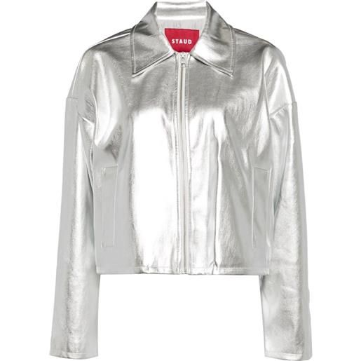 STAUD giacca con effetto metallizzato lennox - argento