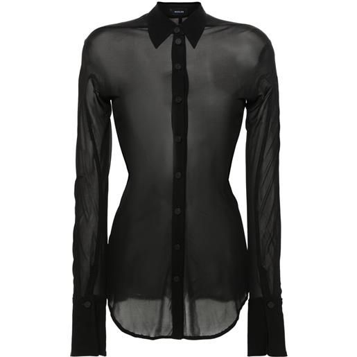 Mugler camicia semi trasparente - nero