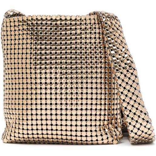 Rabanne borsa a spalla pixel mini - oro