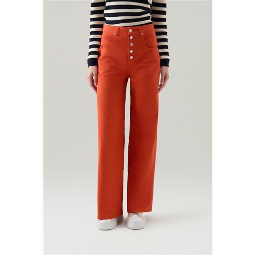 Woolrich donna pantaloni in twill di cotone elasticizzato tinto in capo arancione taglia 25