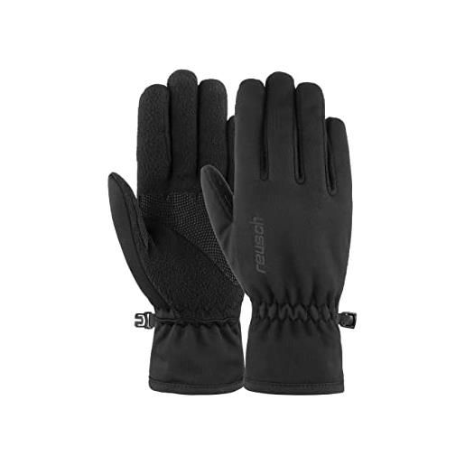 Reusch guanti sportivi unisex per bambini, extra traspiranti, per tutti i giorni, in pile, colore nero, 6,5