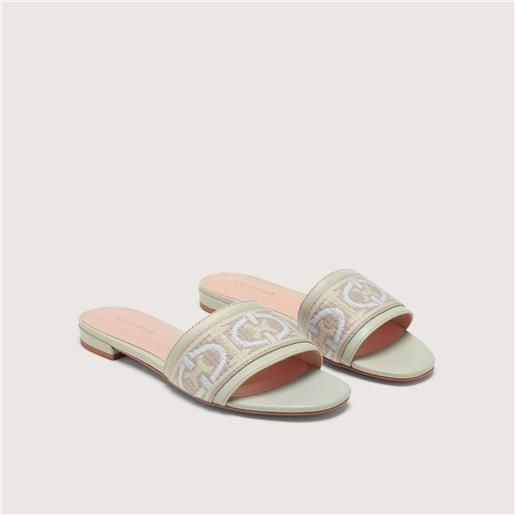 Coccinelle sandali bassi in tessuto jacquard e pelle liscia Coccinelle monogram ribbon