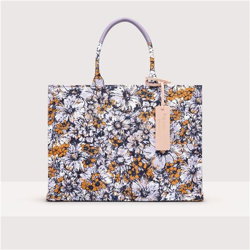 Coccinelle borsa a mano in tessuto con stampa floreale never without bag cross flower print medium