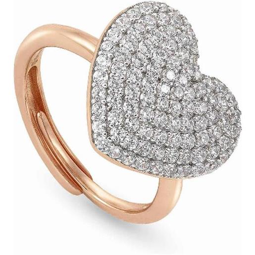 Nomination anello Nomination argento dorato rosa cuore con pavè di zirconi bianchi