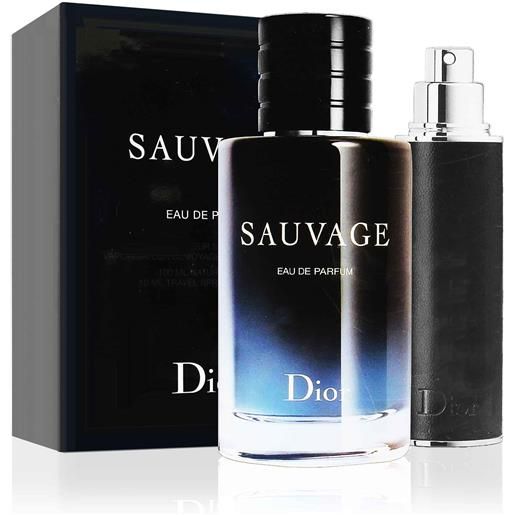 Dior sauvage dárková sada pro muže parfémovaná voda 100 ml + parfémovaná voda 10 ml plnitelný flakón