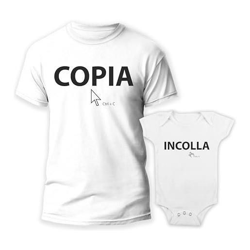 T-shirteria coppia body neonato maglieta festa papà copia incolla ctrl + c ctrl + v maglietta simpatica coordinato