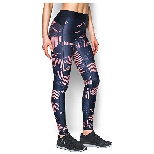 Under Armour, ua hg armour printed legging, leggings, donna, rosa (pink sands/midnight navy/metallic silver 981), xs