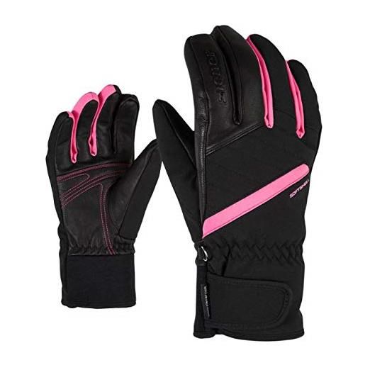 Ziener gloves kasada guanti da sci da donna, donna, 191105, nero, rosa (pink dahlia), 8.5