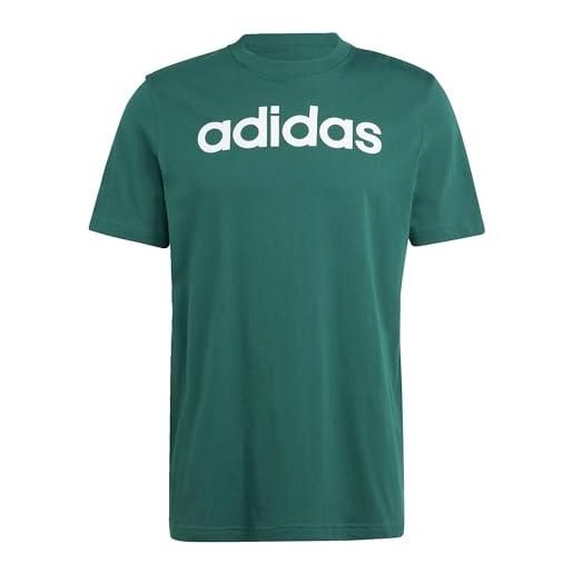 adidas essentials - maglietta a maniche corte con logo lineare, in jersey singolo, da uomo