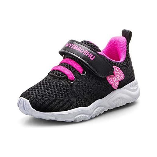 ANBIWANGLUO scarpe ginnastica bambina scarpe sportive bambino scarpe primi passi bimba 24 eu, rosa