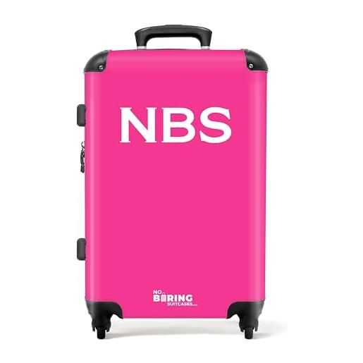NoBoringSuitcases.com valigia modello, rosa con scritta bianca, mittelgroß, valigetta