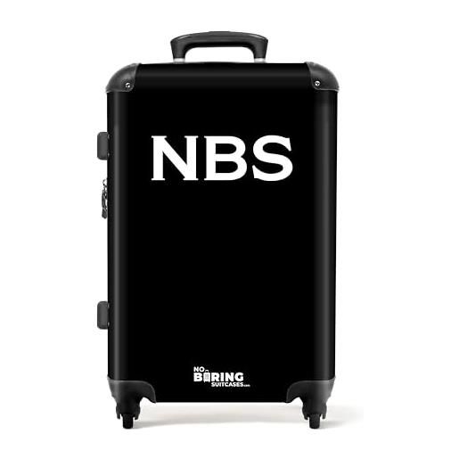NoBoringSuitcases.com valigia modello, nero con scritta bianca, mittelgroß, valigetta